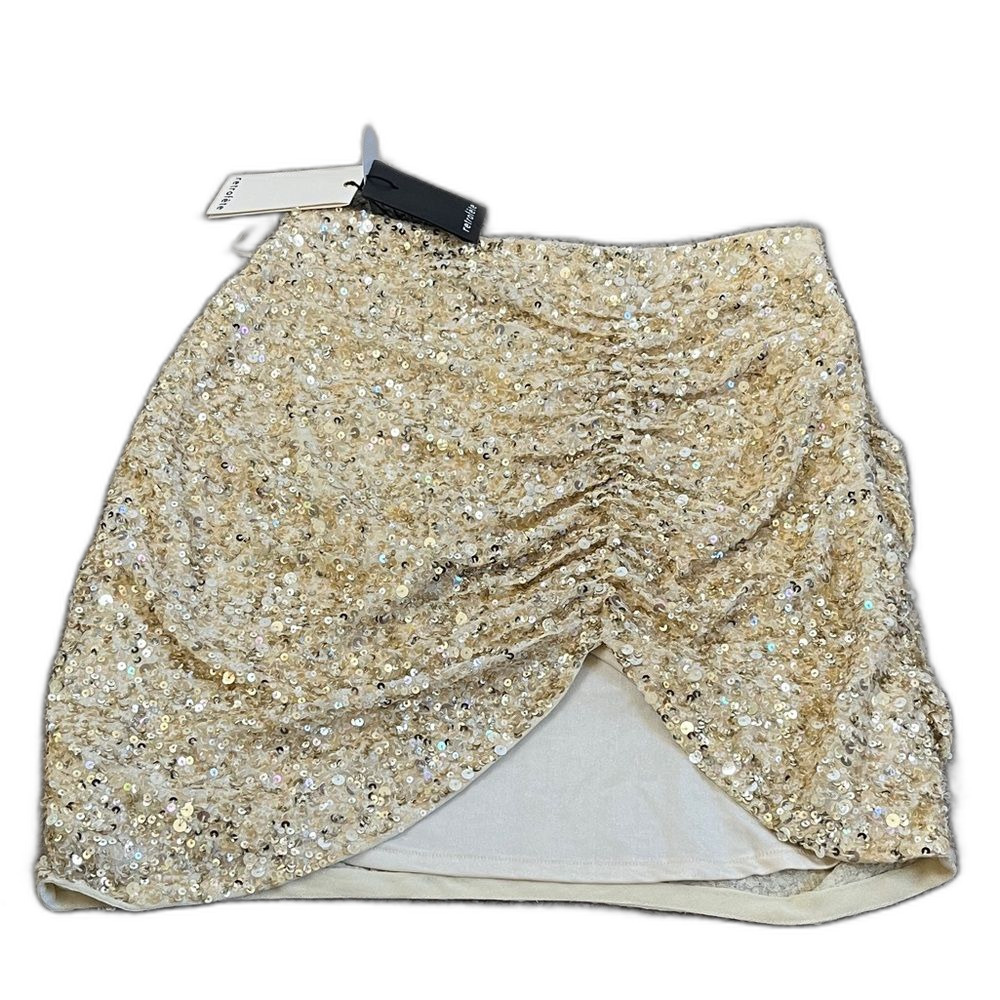 Retrofete Gold Sequined Celestia Mini Skirt Medium NWT See Photos